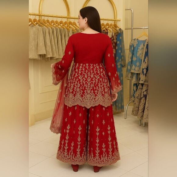 PARTY WEAR DRESS SALWAR KAMEEZ WEDDING DESIGNER BOLLYWOOD INDIAN NEW PAKISTANI - Picture 3 of 3